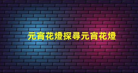元宵花燈探尋元宵花燈背后的文化與藝術(shù)